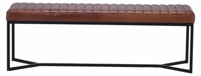 Obrázek produktu pro Casa Padrino lavice z pravé kůže hnědá / černá 130 cm - Nábytek z pravé kůže