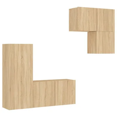 Produktbild von 4-tlg. Wohnwand Sonoma-Eiche Holzwerkstoff