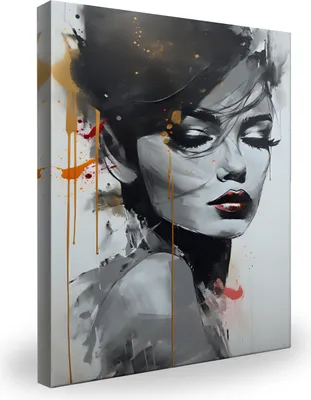 Produktbild von Muralo Leinwandbild Frau GESICHT Porträt Abstraktion Glamour Wanddeko für Wohnzimmer Br. 30 cm x Hö. 40 cm