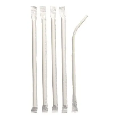 Produktbild von Trinkhalme, flexibel, Papier "pure" Ø 6 mm · 20 cm weiss einzeln gehüllt