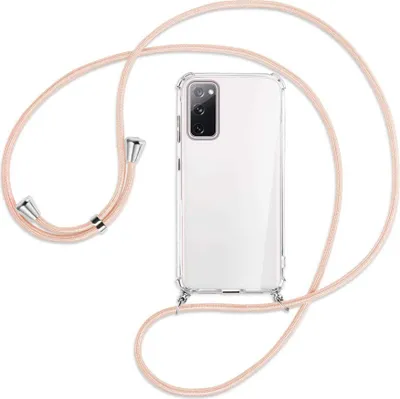 Produktbild von Handykette Backcover-Schutzhülle mit Band (Metall silberfarben) für Samsung Galaxy S20 FE / Lite - rose peach