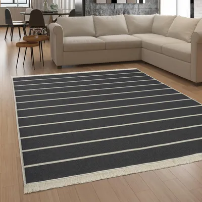 Produktbild von Teppich Wohnzimmer Boho Waschbar Bis 30 Grad Skandinavisch Mit Fransen Wendbar Grösse 60x90 cm