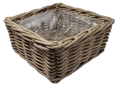 Produktbild von VD Leeden Aufbewahrungskorb Classic - braun - 30 x 30 x 15 cm - Rattan - geflochtene Weide
