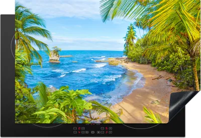 Produktbild von KitchenYeah© Herdabdeckplatte Strand - Amerika - Palmen , 78x52cm, Küche Deko, Glaskeramikkochfeld Herdabdeckung, Abdeckplatte fùr Kochfeld