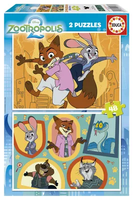 Productafbeelding van Educa Puzzel Zootopia, 2 x 48 stukjes - Kinderpuzzel, karton