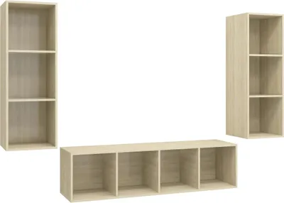 Produktbild von vidaXL 3-tlg. TV-Schrank-Set Sonoma-Eiche Holzwerkstoff