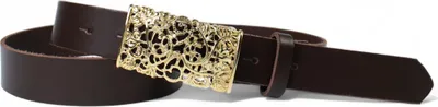Produktbild von Ledergürtel Damen Echtleder 3 cm, florale Blumenschließe gold, Gürtel FRONHOFER