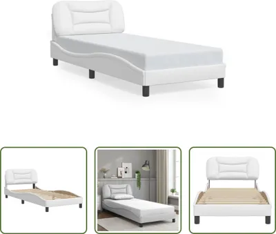 Produktbild von The Living Store Bettgestell mit Kopfteil Weiß 90x200 cm Kunstleder