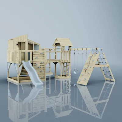 Produktbild von OutdoorToys Spielturm Gustav aus Holz in Blau Kinderschaukel