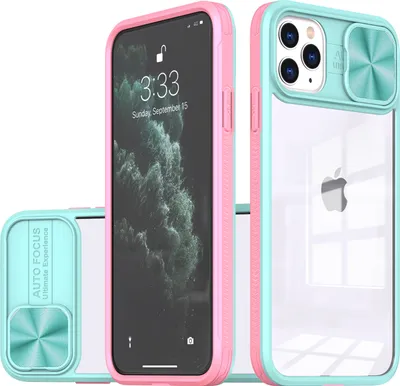 Produktbild von Hülle für iPhone 11 Pro Max Transparent TPU Bumper Schutzhülle mit Schiebe Kamera Schutz Hellblau