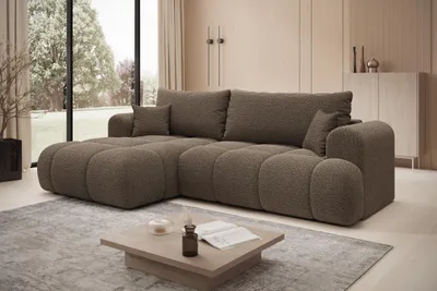 Produktbild von Ecksofa TREVIO Links in Braun Stoff FREDO  260 × 93 x 165 cm – Modernes Designsofa mit Ottomane
