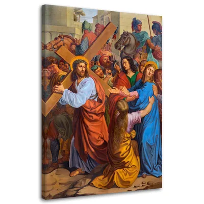 Obrázek produktu pro Plátno nástěnná malba ježíš potkává matku křížová cesta vídeň 60x90 cm pohádková barevná nástěnná malba připravená k zavěšení