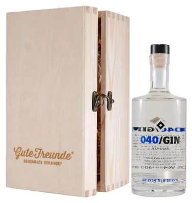 Produktbild von HSV 040 Gin mit Geschenk-Holzkiste