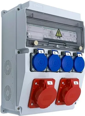 Produktbild von Baustromverteiler Komplett EDO ASTAT 297 PLUS IP65 2x16A/5P, 4x230V SCHUKO mit Schneider Sicherungen