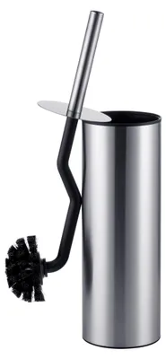 Produktbild von Relaxdays WC-Bürste, Toilettenbürste mit Randreiniger, Spritzschutz, hygienisch, Klobürste mit Halter, Edelstahl, silber