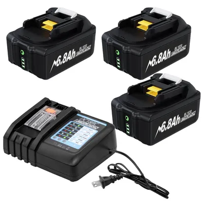 Produktbild von Ersatzbatterie, 6800mAh Kapazität, kompatibel mit mehreren Modellen, 3 Batterien 1 Ladegerät