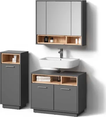 Image de Ensemble de meubles de salle de bain Livinity Temo Anthracite 3 pièces, Model 52627
