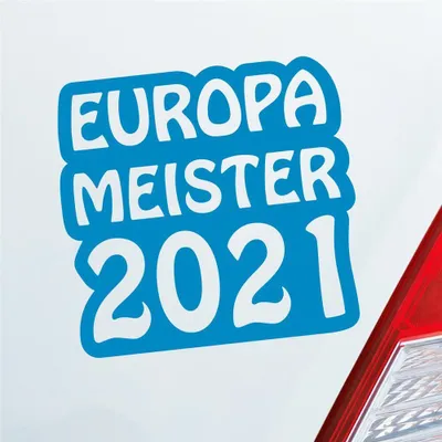 Produktbild von Auto Aufkleber Europameister 2021 Fußball 12x11 cm Hellblau Sticker Heckscheibenaufkleber
