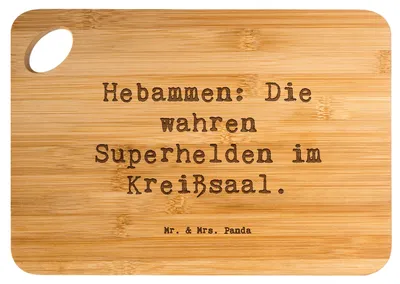 Produktbild von Mr. & Mrs. Panda Holzbrettchen Spruch Hebamme Superhelden - Transparent - Geschenk, Frühstücksbrettchen, Mutter, Kreißsaal, Frühstücksbrett, Brett, Berufsleben, Berufe