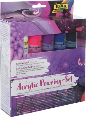 Image de folia Acrylic Pouring-Set "INTENSIV" 5 couleurs + 1 châssis 5 flacons de 60 ml