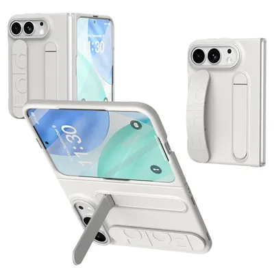 Image de Étui vertical avec bandoulière pour Apple iPhone Duo, doté d'une protection intégrée pour l'écran, d'un anneau de maintien, d'un support et d'une protection pour l'appareil photo. Couleur : blanc