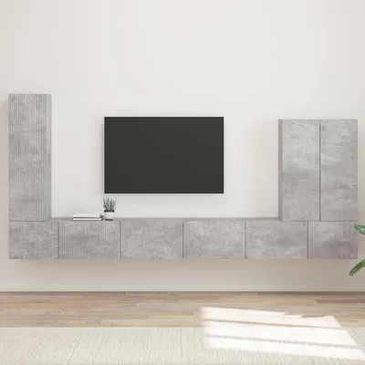 Produktbild von "Schlussverkauf" TV-Wandregal-Set Wandmontiert - 6 Stück - WohnzimmerTV-Möbel/TV-Tisch - Beton Grau  C14322