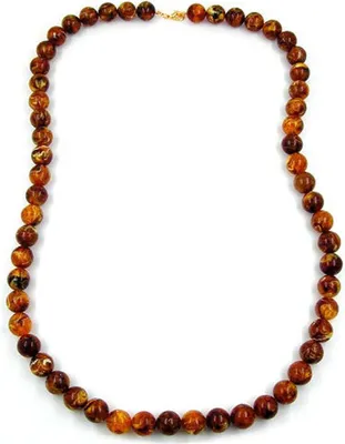 Produktbild von Kette, Perlen 14mm, bernstein-dunkel