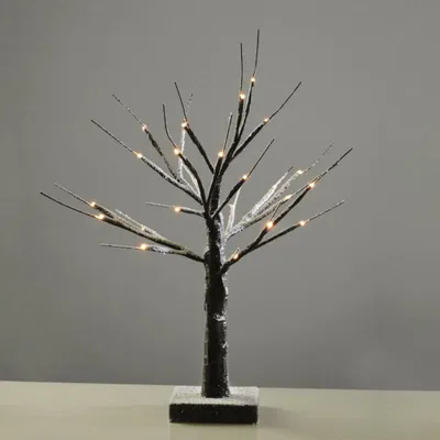 Produktbild von ACA Beleuchteter Schneebaum, schwarz, 24 LEDs, batteriebetrieben (3xAA, warmweiß), Schutzart IP20, 45 cm, XTREBWW452A