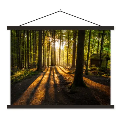 Produktbild von MuchoWow® Textilposter Sonne - Bäume - Wald - Landschaft - Natur 60x45 cm mit schwarzem Rahmen - Poster Schlafzimmer