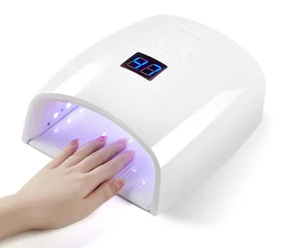 UV-LED-Nagellampe, 66 W, kabellos, 5 Timer, Sensor, LCD, weiß