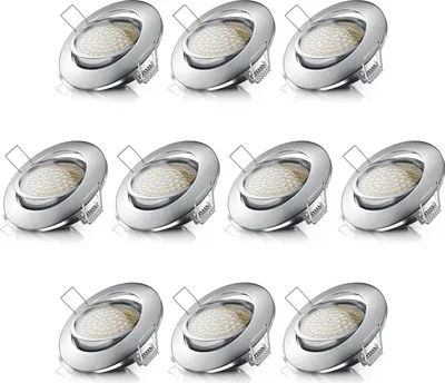 Produktbild von Brandson 10x LED Einbaustrahler Set, Einbauleuchte, Deckeneinbaustrahler, dimm- und schwenkbarer Deckenspot mit Aluminium Rahmen, warmweiß