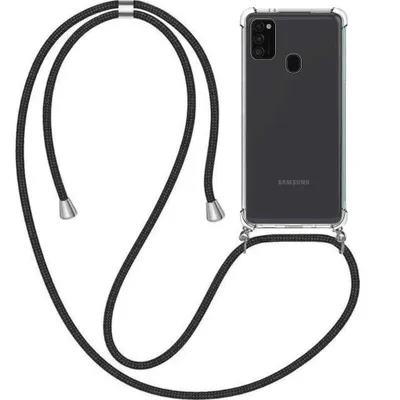 Zdjęcie produktu dla Etui na telefon komórkowy Samsung Galaxy M21 z łańcuszkiem i zderzakiem - odporna na wstrząsy obudowa z TPU z paskiem - Smartphonica