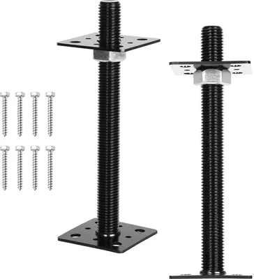 Produktbild von Eikuavons Verstellbare Stützenfüße 2 Stück, 30–250 mm, Stahl mit Befestigungsschrauben Schwarz