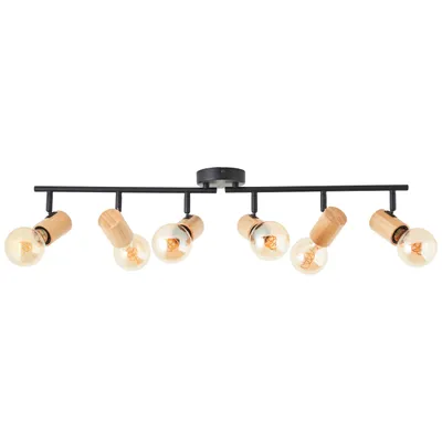 Productafbeelding van Plafondlamp Kerry 6-lichts zwart met hout