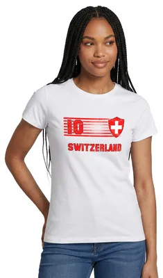 Produktbild von Spreadshirt Schweizer Trikot | Schweiz Fußball Flagge Frauen T-Shirt, XXL, Weiß