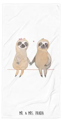 Produktbild von Mr. & Mrs. Panda Strandtuch Faultier Pärchen - Weiß - Geschenk, Verliebt, Faultiere, Duschhandtuch, Liebe, Großes Badehandtuch, Duschtuch, Handtuch