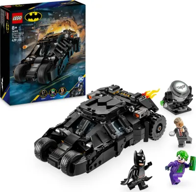 Produktbild von LEGO DC Batman: Batman Tumbler vs. Two-Face & The Joker - Superhelden Spielzeug mit Batmobil Auto - Spielset mit Minifiguren - Geschenk für Jungen und Mädchen ab 8 Jahren 76303