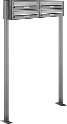 Produktbild von 4er Edelstahl Standbriefkasten Anlage Freistehend