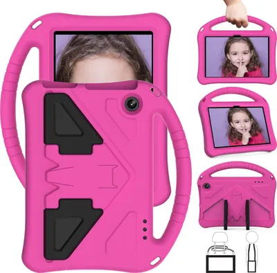 Produktbild von Kinder Hülle für Amazon Fire HD 7" 2022, Eva Leichte Stoßfeste Faltbarem Ständer, Kids Griff Schutzhülle Rosa