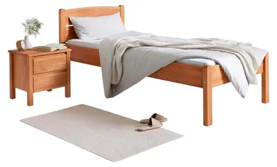 Produktbild von Massivholzbett Einzelbett Komfortbett Seniorenbett 90x200 cm Komforthöhe aus Kernbuche