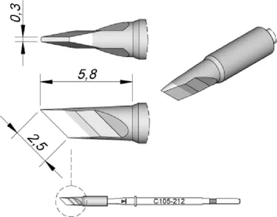 Produktbild von JBC Lötspitze Serie C105, Klingenform, C105212/2,5 x 0,3 mm, High Thermal C105212