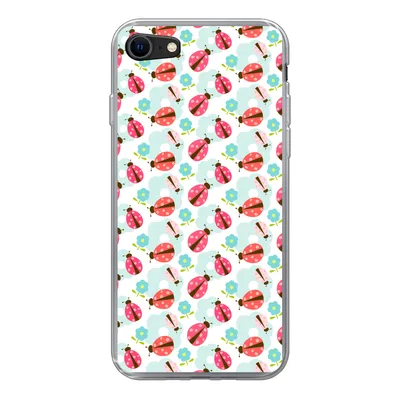 Produktbild von MuchoWow® Handyhülle Schutzhülle Hülle für iPhone SE 2022 Mädchen - Marienkäfer - Blumen - Muster - Mädchen - Kinder - Kinder Silikon Softcase Handy Hülle - Schutzhülle