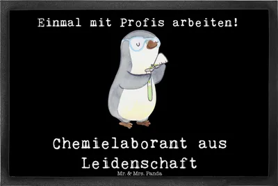 Produktbild von Mr. & Mrs. Panda Schmutzfänger Chemielaborant Leidenschaft 40 x 60 cm - Schwarz - Geschenk, Labor, Schmutzmatte, Beruf, Forschung, fußmatte, Schmutzfangmatte, Spruch