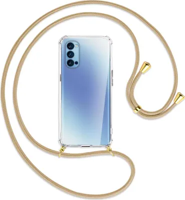 Produktbild von Handykette Backcover-Schutzhülle mit Band (Metall goldfarben) für Oppo Reno5 4G/5G - caramel