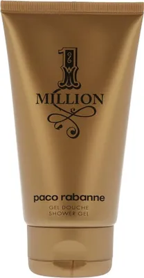 A golden tube of Paco Rabanne 1 Million shower gel.