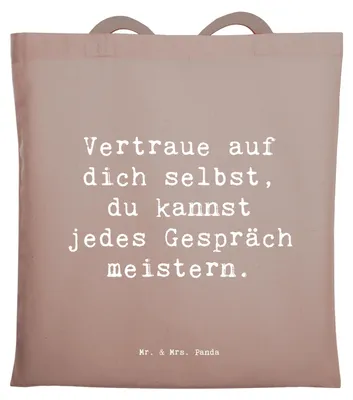 Produktbild von Mr. & Mrs. Panda Baumwolltasche Spruch Ein schwieriges Gespräch führen - Braun Pastell - Geschenk, Shopping Tasche, Trost, Mutmacher, Zuversicht, Vertrauem, canvas