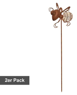 Produktbild von LED Solar-Dekoleuchten ,Oxida', Bienen, Dämmerungssensor, 2er Set, rost, 51cm