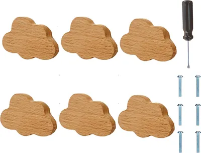 Produktbild von Holz-Schrankknöpfe für Kinderzimmer – 6er-Set, Cloud-Möbelgriffe
