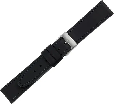 Produktbild von Minott > Uhrenarmband schwarz Kalbsleder Ton in Ton Naht > Verlauf, Stegbreite:18mm, Schließe:Silbern