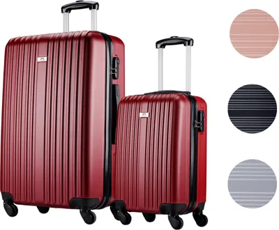 Produktbild von Slazenger Kofferset 2 Teilig Trolley Handgepäck (S) und Reisekoffer Groß (M/L) - ABS Hartschalenkoffer Set - 360° Rollen - Kombinationsschloss - Rot